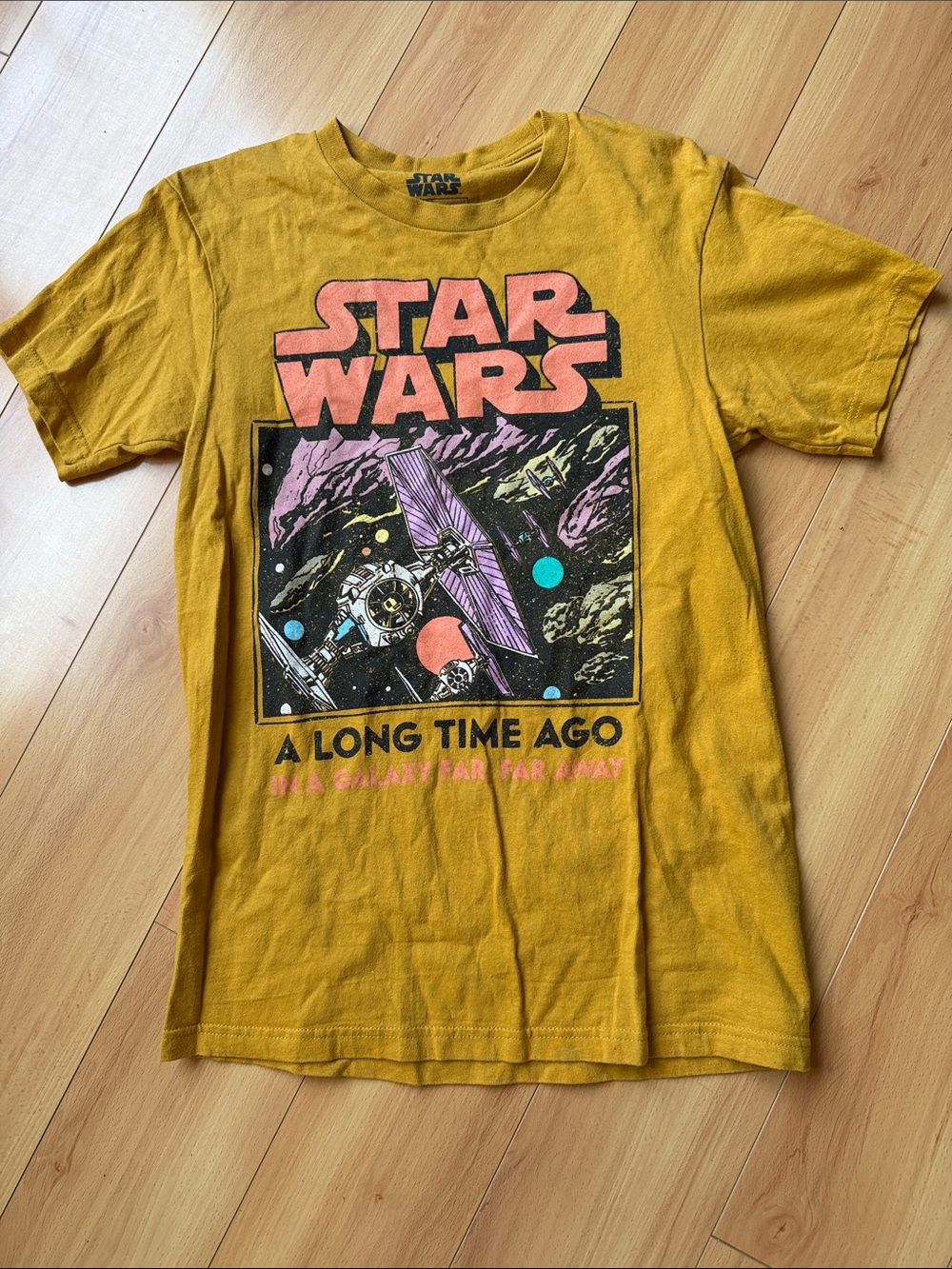 Star Wars Tee - Mustard Yellow with Pink & Black Graphic